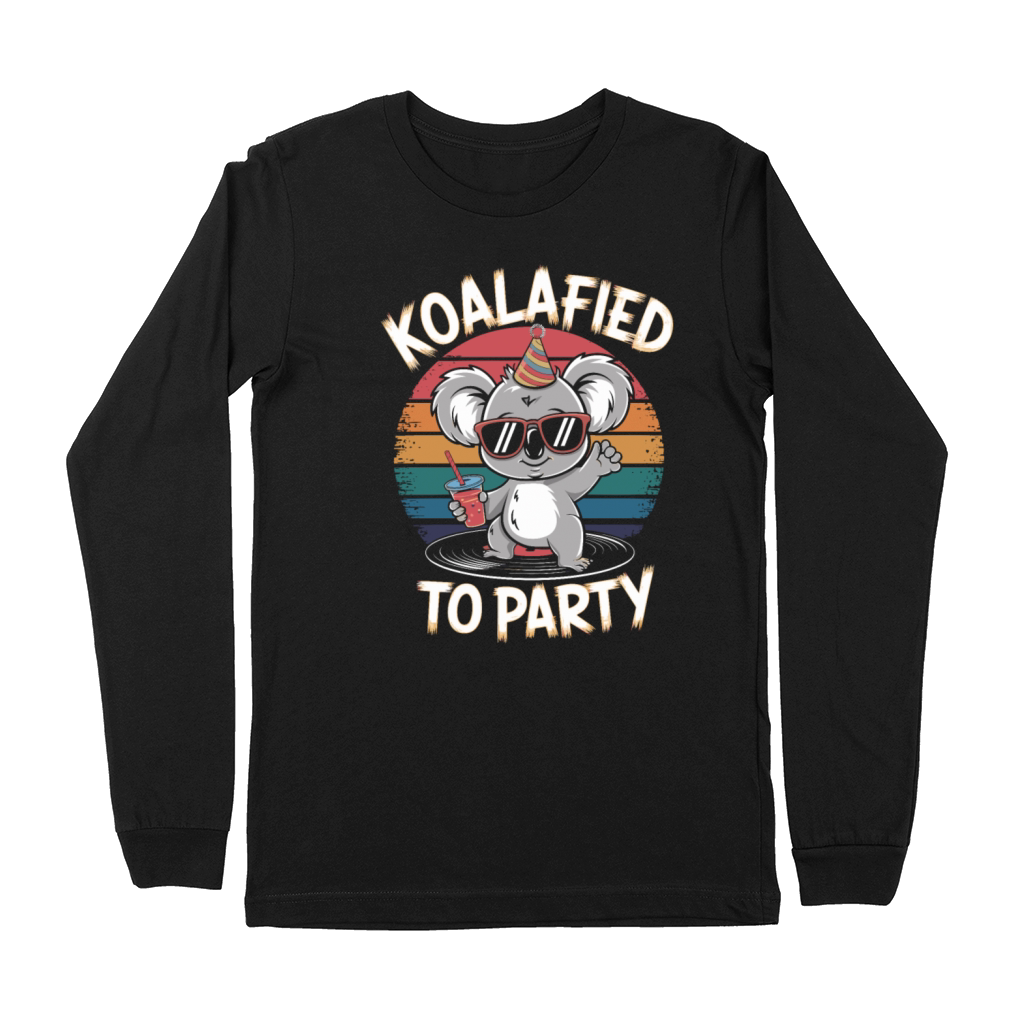 Koalafied To Party Retro Koala With Drink Premium Long Sleeve