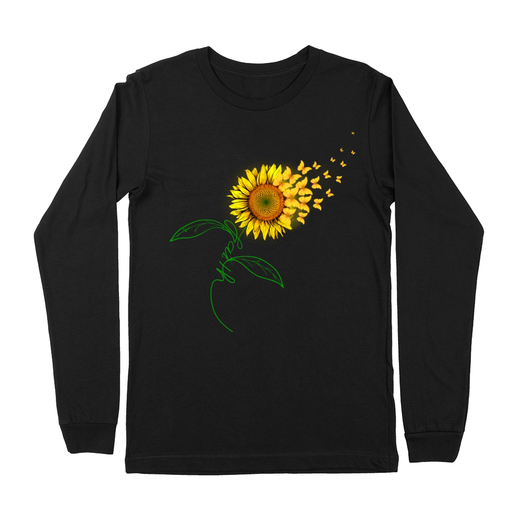 Vintage Faith Cross Sunflower Butterflies Flowers Premium Long Sleeve