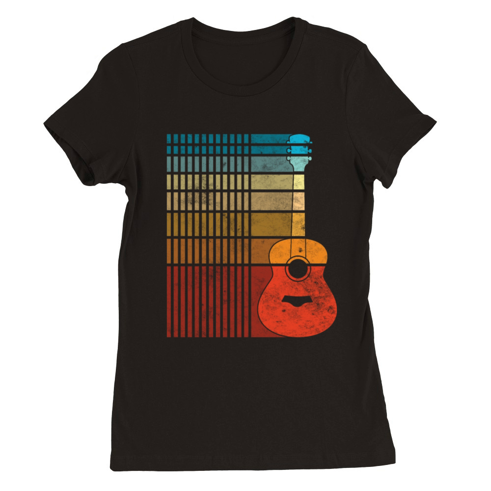 70s Retro Vintage Guitar Music Premium Womens Crewneck T-shirt