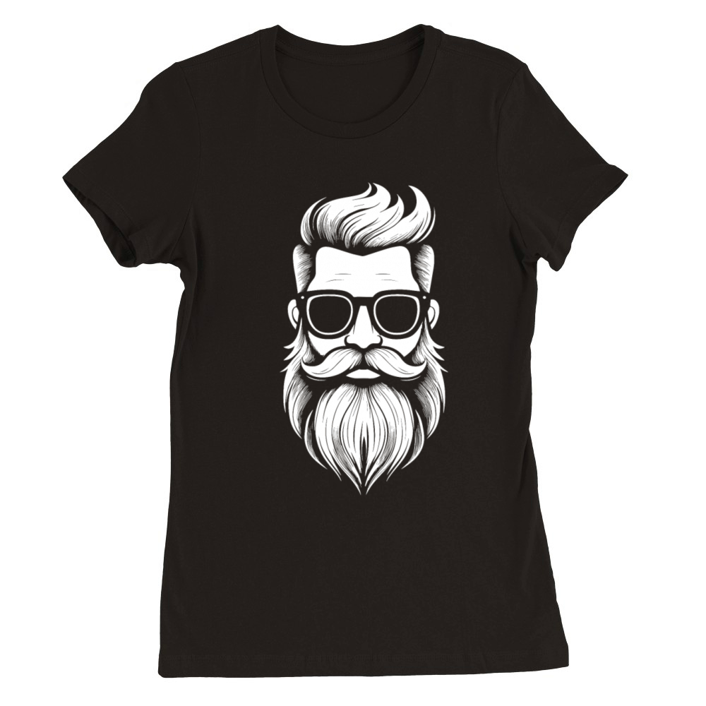 a Bearded and mustachioed mans face Premium Womens Crewneck T-shirt