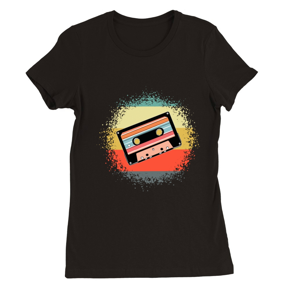Retro Cassette Tape On A Sunset Premium Womens Crewneck T-shirt