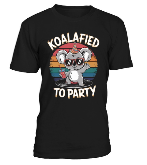 Koalafied To Party Retro Koala With Drink T-Shirt Unisex