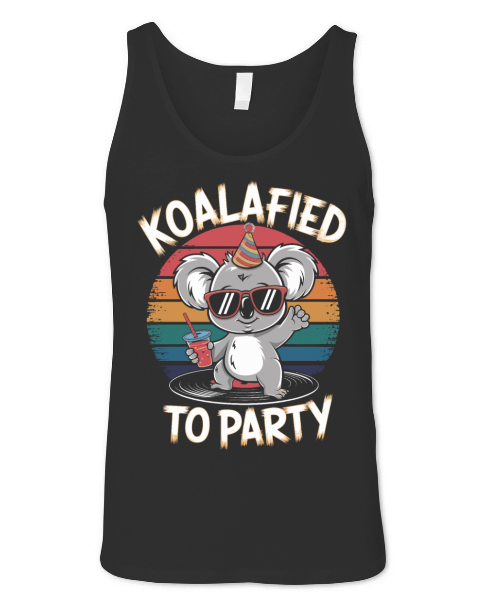 Koalafied To Party Retro Koala With Drink Unisex Jersey Tank