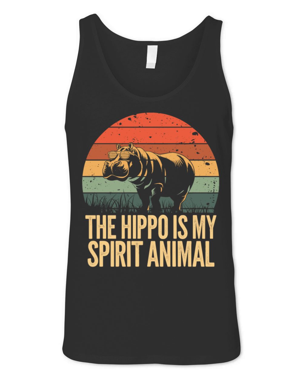 The Hippo Is My Spirit Animal Retro Design Unisex Jersey Tank