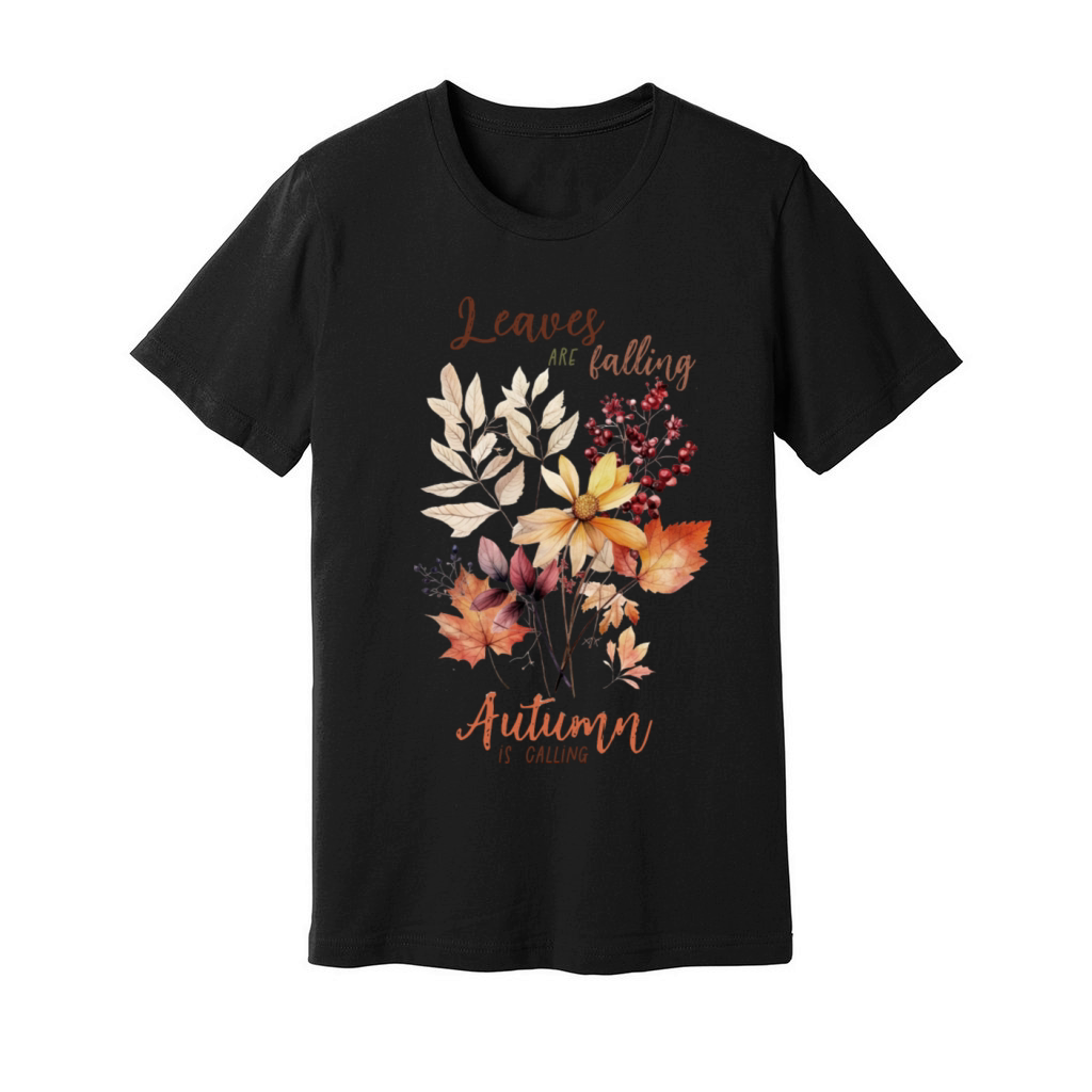 Colorful Fall Flowers and Quote Unisex Jersey Tee