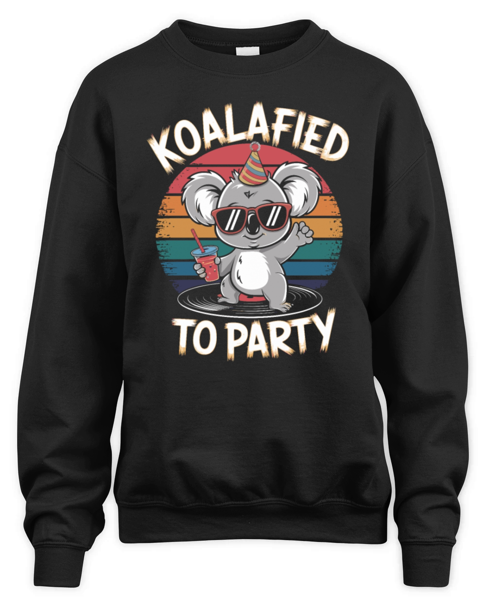 Koalafied To Party Retro Koala With Drink Unisex Premium Crewneck Sweatshirt