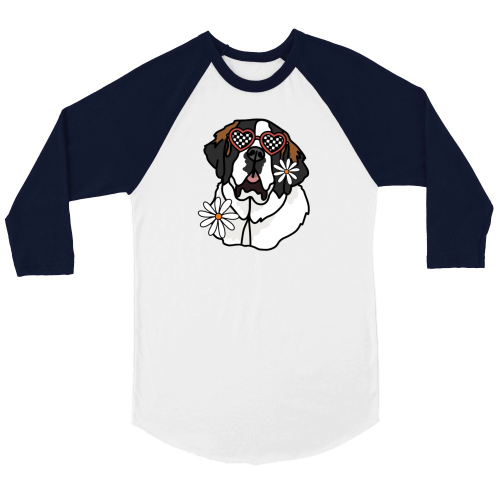 St Bernard Retro Dog Unisex ¾ sleeve Raglan T-shirt