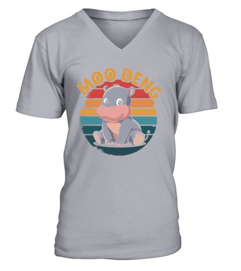 Cute Baby Hippo Moo Deng Thailand Hippopotamus V-Neck T-shirt