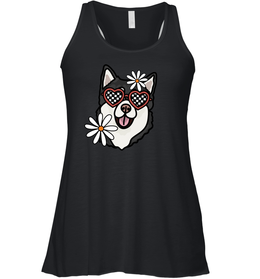 Husky Retro Dog Women's Flowy Tank Top