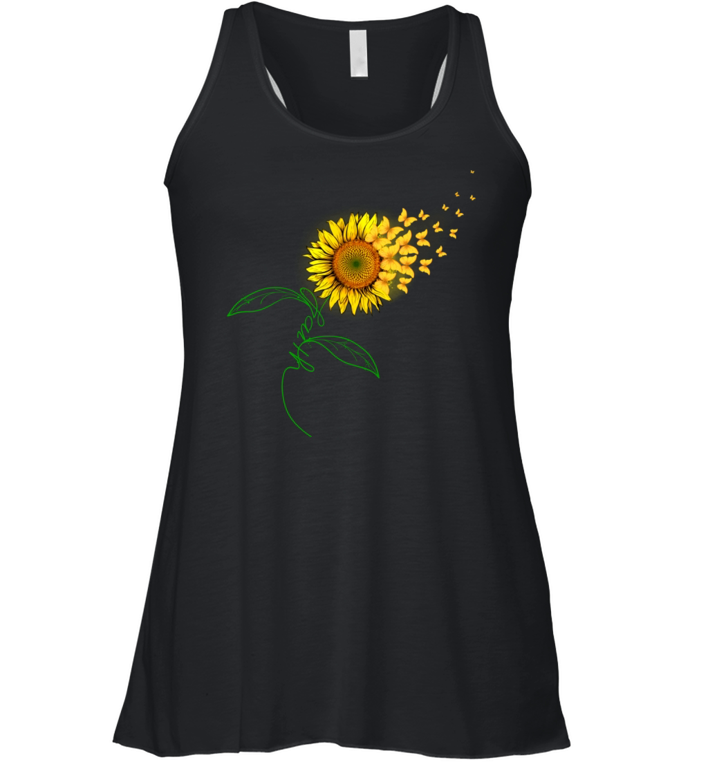 Vintage Faith Cross Sunflower Butterflies Flowers Women's Flowy Tank Top