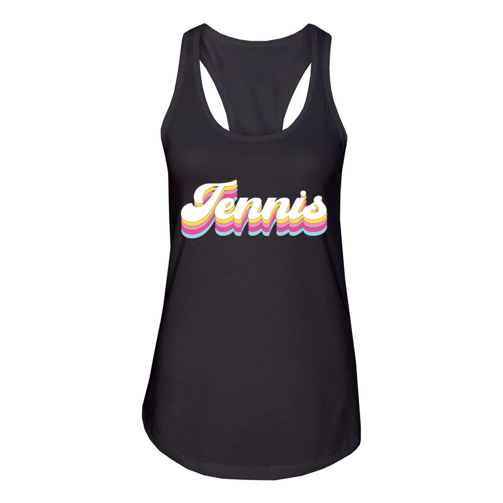 Funny Tennis Player Racket 80s 90 Women's Racerback Tank