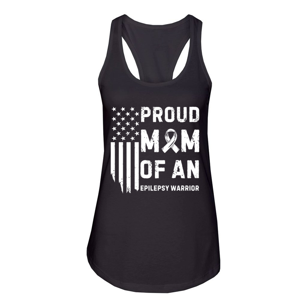 Proud Mom Of An Epilepsy Warrior Epilepsy Awarenes Women's Racerback Tank