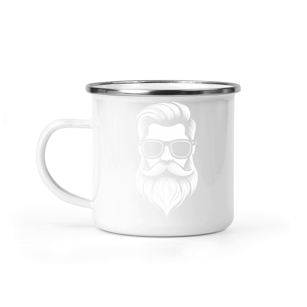 a Bearded and mustachioed mans face Camping Mug