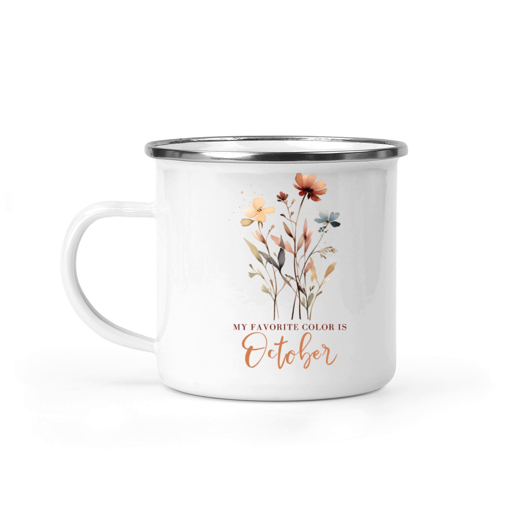 Colorful Autumn Flowers with Quote Camping Mug