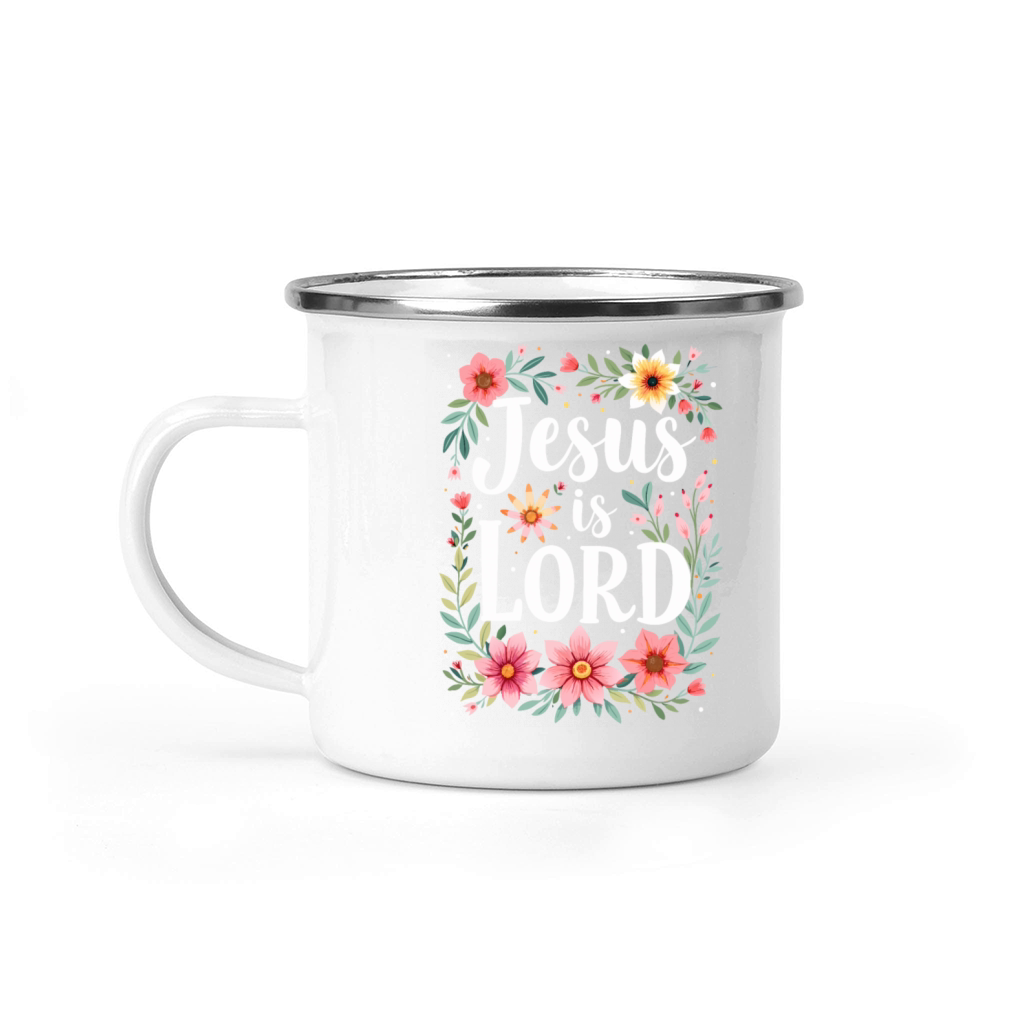 Jesus is Lord Christian Quote Flower Floral Camping Mug