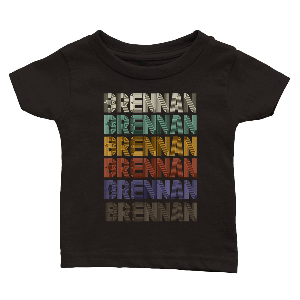 BRENNAN First Name Retro Pattern Vintage Stylet Classic Baby Crewneck T-shirt