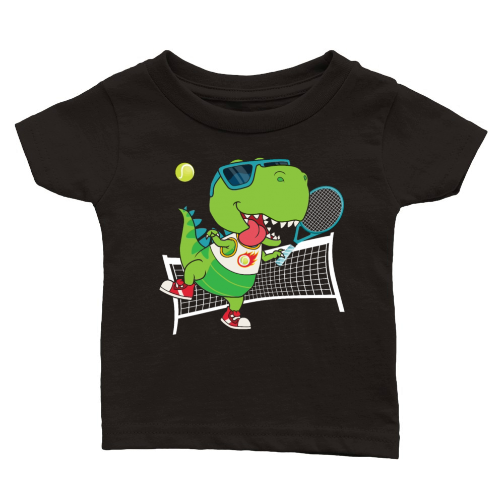 Funny Tennis Player Racket T-Rex Classic Baby Crewneck T-shirt