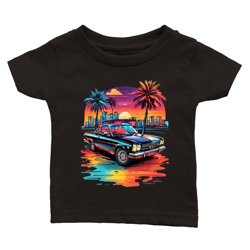 Retro Car Cruiser at sunset Classic Baby Crewneck T-shirt