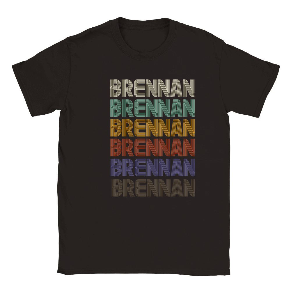 BRENNAN First Name Retro Pattern Vintage Stylet Classic Kids Crewneck T-shirt