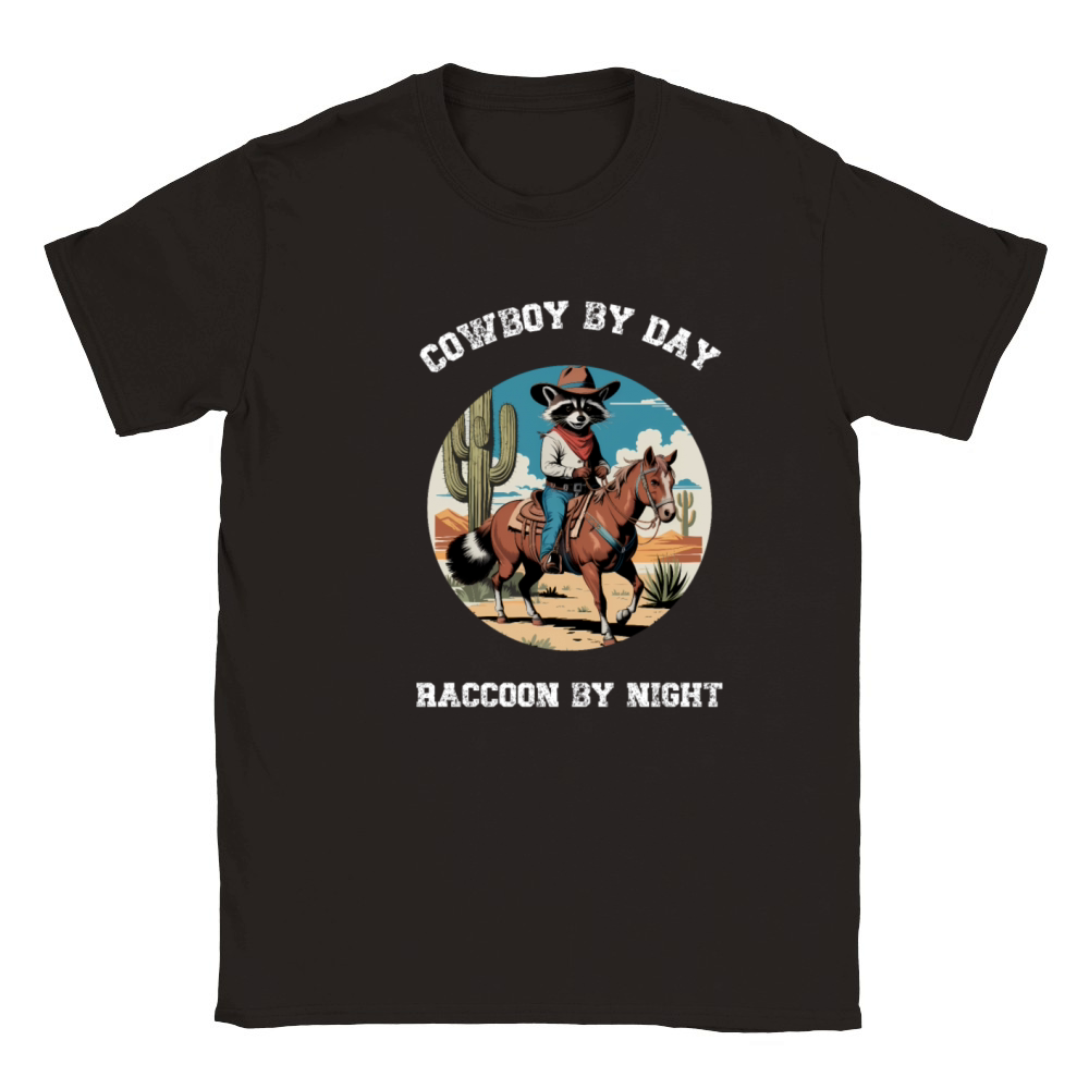Vintage Racoon Cowboy Western Classic Kids Crewneck T-shirt