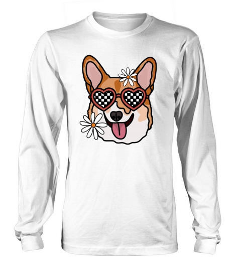 Corgi retro dog Long sleeved Unisex