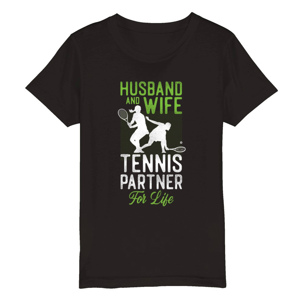Funny Tennis Player Racket Husband Organic Kids Crewneck T-shirt
