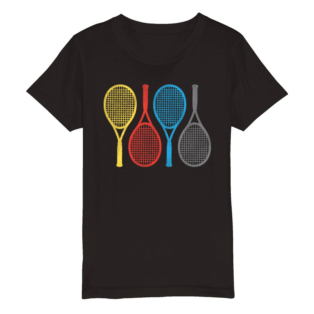 Funny Tennis Player Racket Retro Organic Kids Crewneck T-shirt