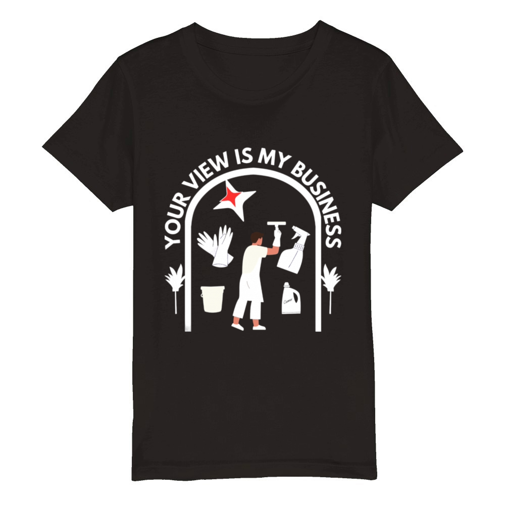 Funny Window Cleaner Janitor Squeegee Washer Quote Organic Kids Crewneck T-shirt