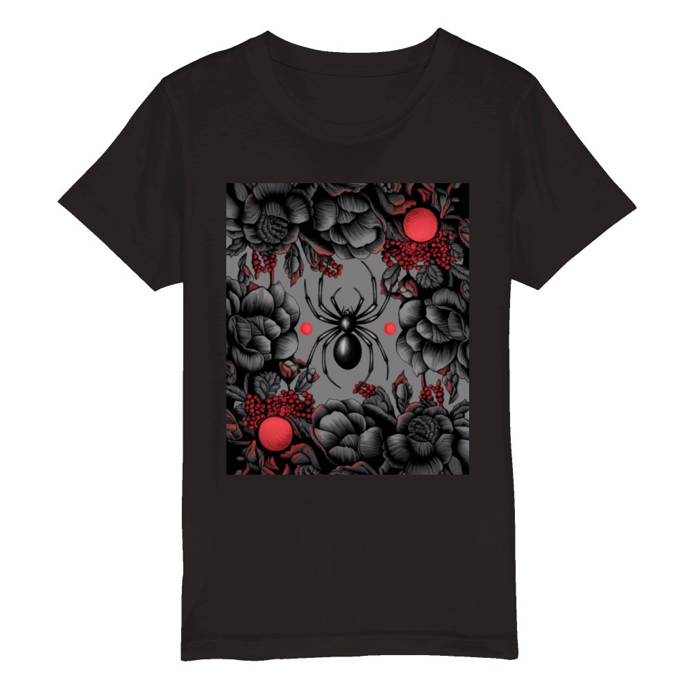 Spider Floral design Gothic style Organic Kids Crewneck T-shirt