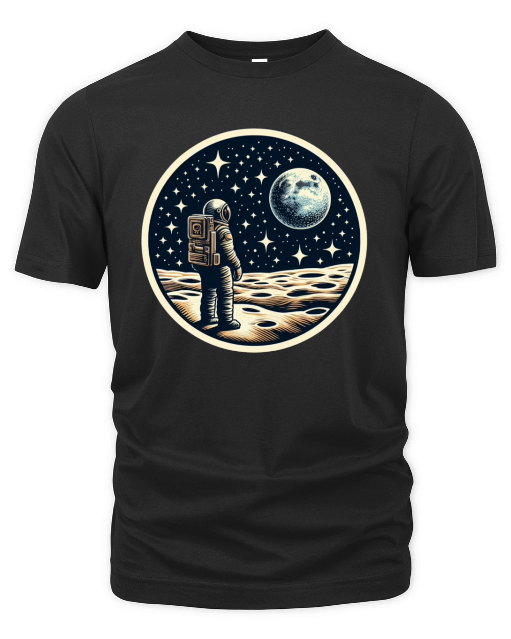 Retro astronaut watching stars space adventure 4 Organic Unisex T-shirt