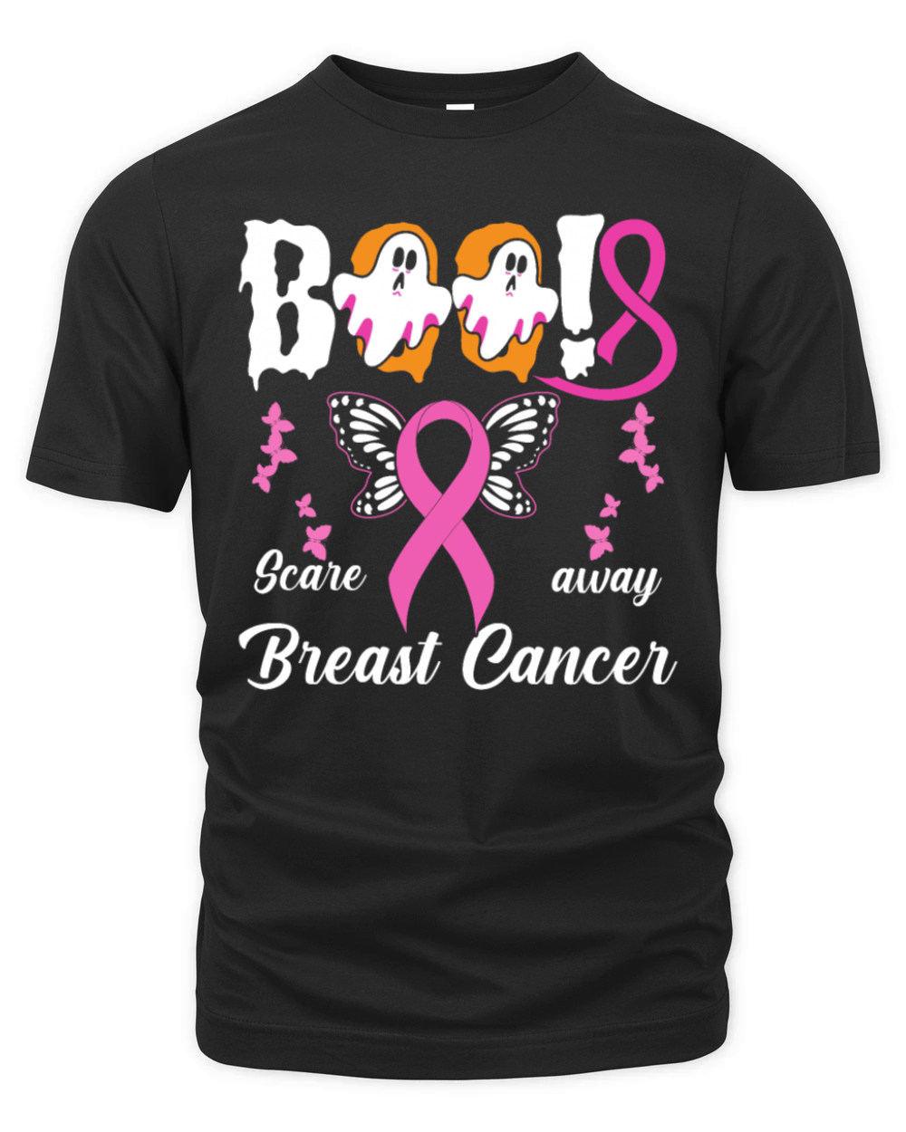 Scare away Breast Cancer Pink Ribbon Halloween Organic Unisex T-shirt