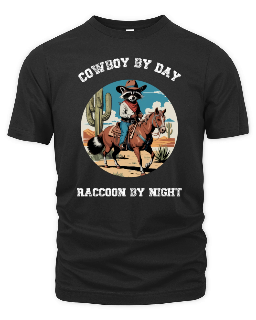 Vintage Racoon Cowboy Western Organic Unisex T-shirt