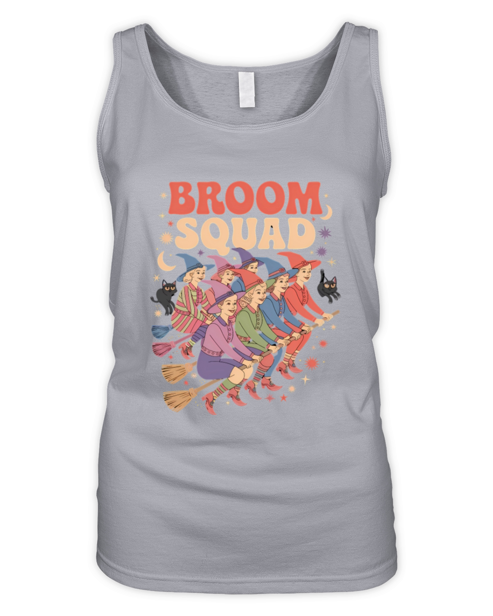 Vintage Witch Crew Halloween Broom Squad Black Cat Organic Women's Tank Top