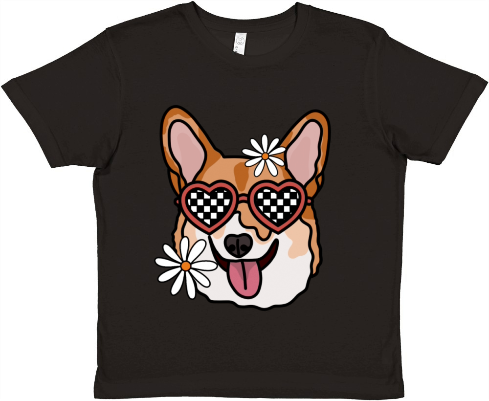 Corgi retro dog Premium Kids Crewneck T-shirt