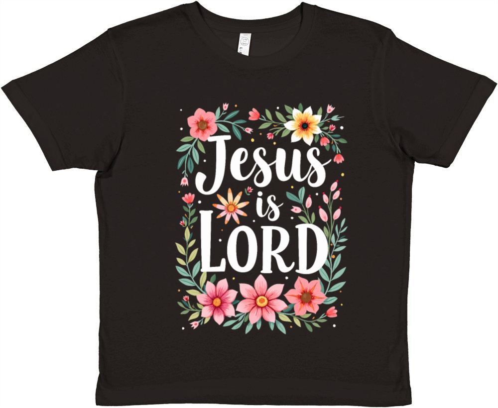 Jesus is Lord Christian Quote Flower Floral Premium Kids Crewneck T-shirt