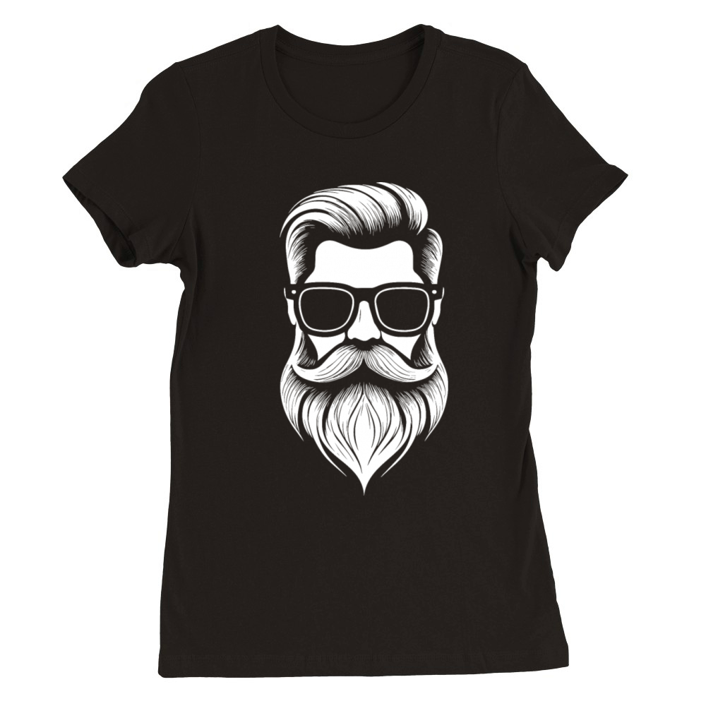 a Bearded and mustachioed mans face Premium Womens Crewneck T-shirt