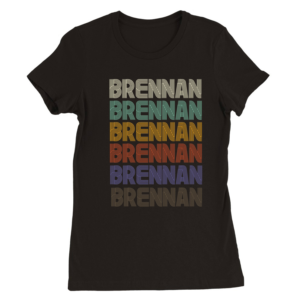 BRENNAN First Name Retro Pattern Vintage Stylet Premium Womens Crewneck T-shirt