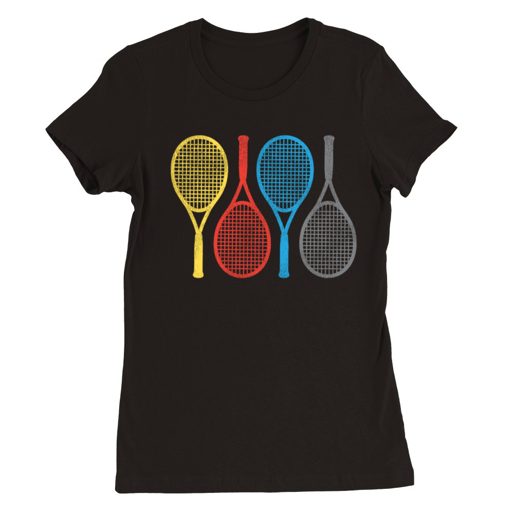 Funny Tennis Player Racket Retro Premium Womens Crewneck T-shirt