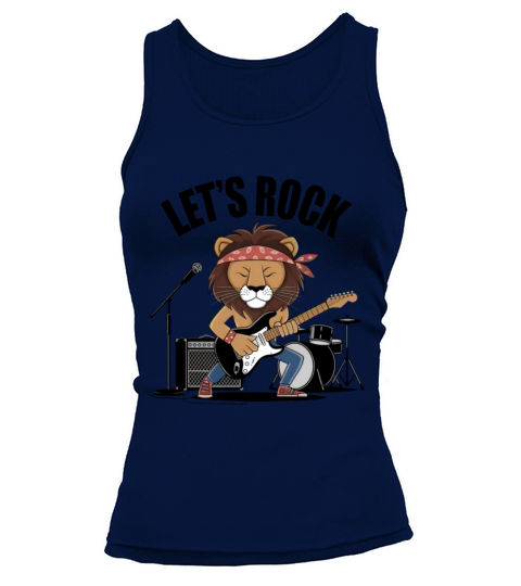 Lion playing guitar with drums and mike Tank top Woman