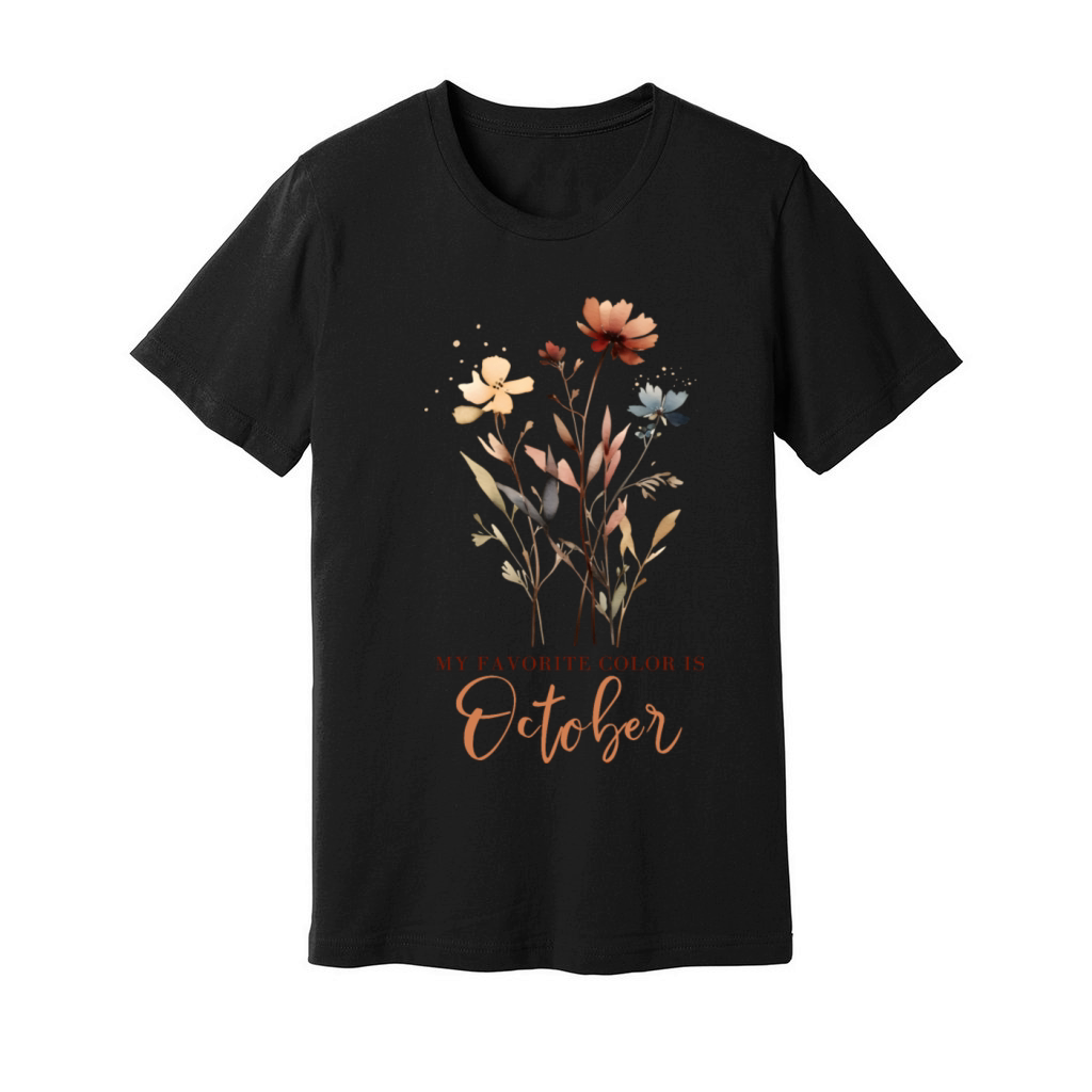 Colorful Autumn Flowers with Quote Unisex Jersey Tee