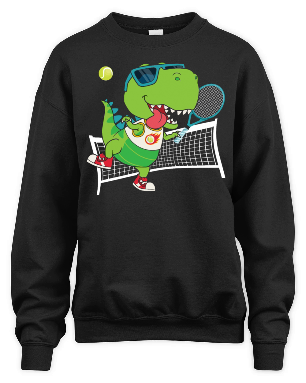 Funny Tennis Player Racket T-Rex Unisex Premium Crewneck Sweatshirt