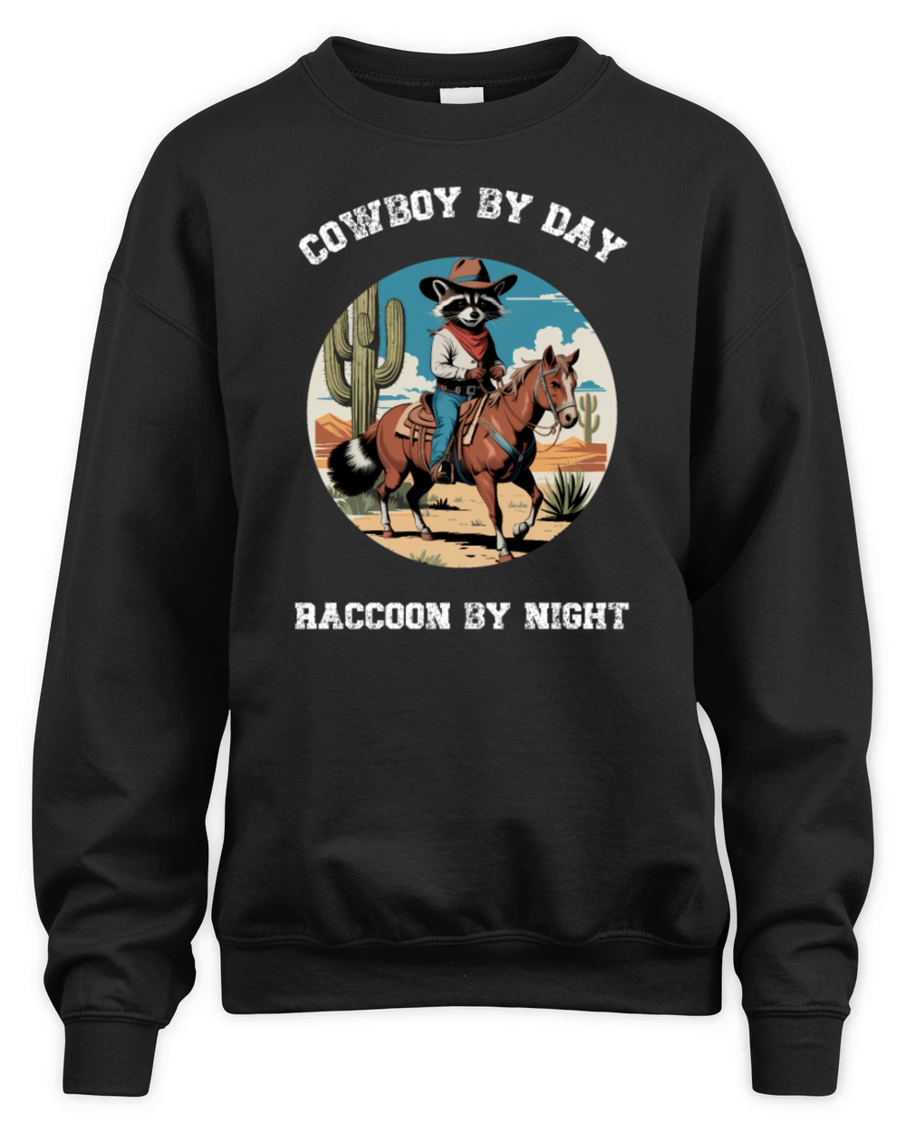Vintage Racoon Cowboy Western Unisex Premium Crewneck Sweatshirt