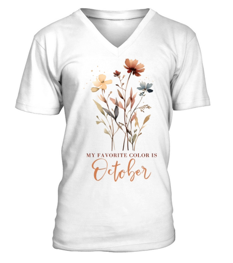 Colorful Autumn Flowers with Quote V-Neck T-shirt