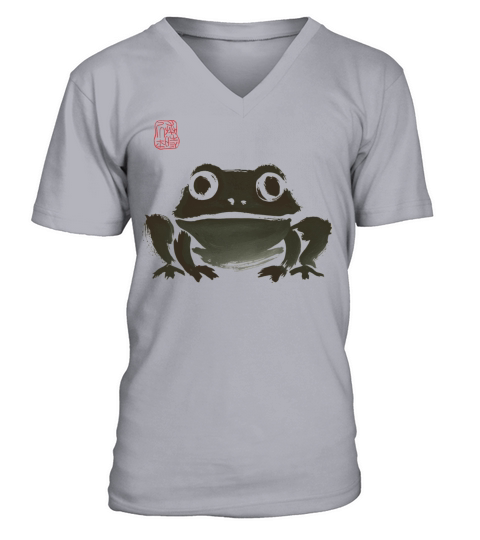 Grumpy Frog Illustration - Funny Animal Art V-Neck T-shirt