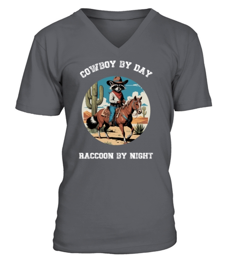 Vintage Racoon Cowboy Western V-Neck T-shirt