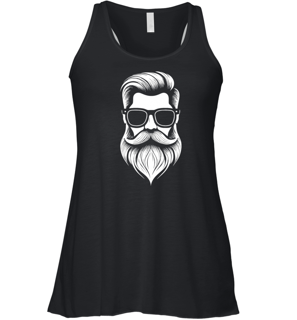 a Bearded and mustachioed mans face Women's Flowy Tank Top