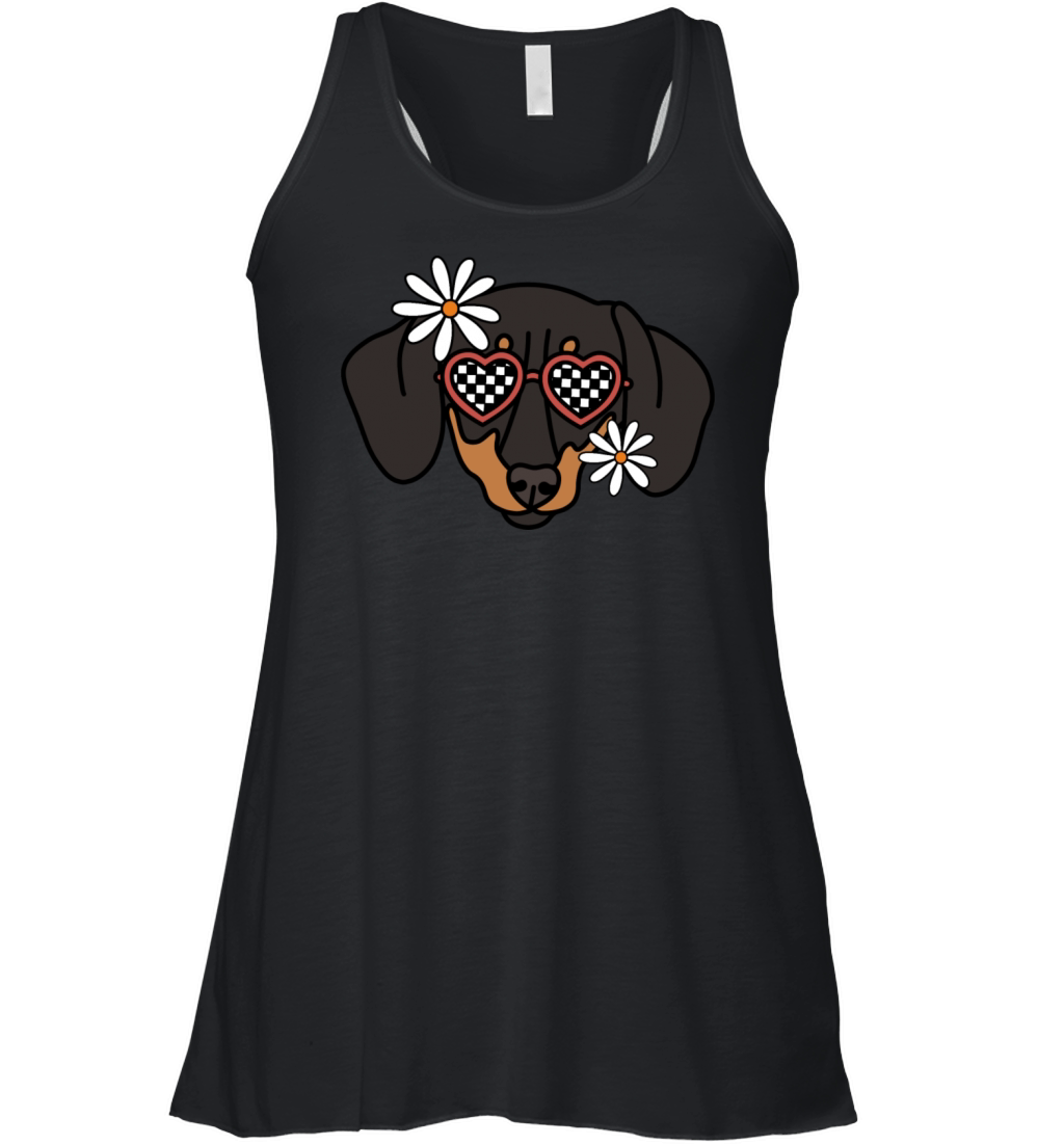 Duschund retro dog Women's Flowy Tank Top