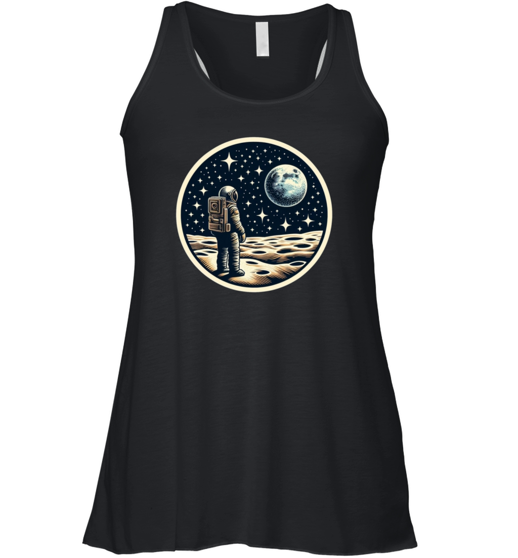 Retro astronaut watching stars space adventure 4 Women's Flowy Tank Top