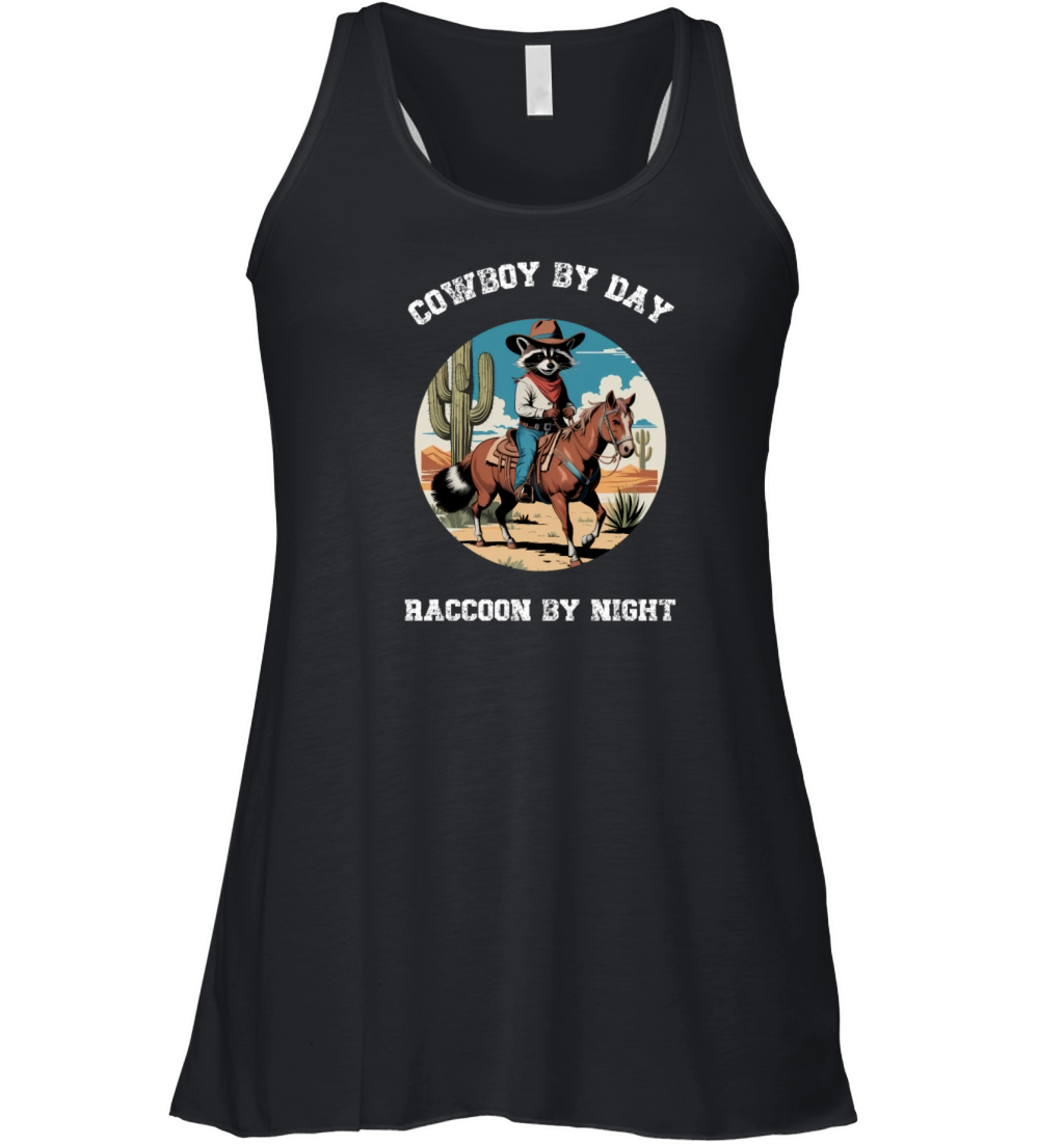 Vintage Racoon Cowboy Western Women's Flowy Tank Top