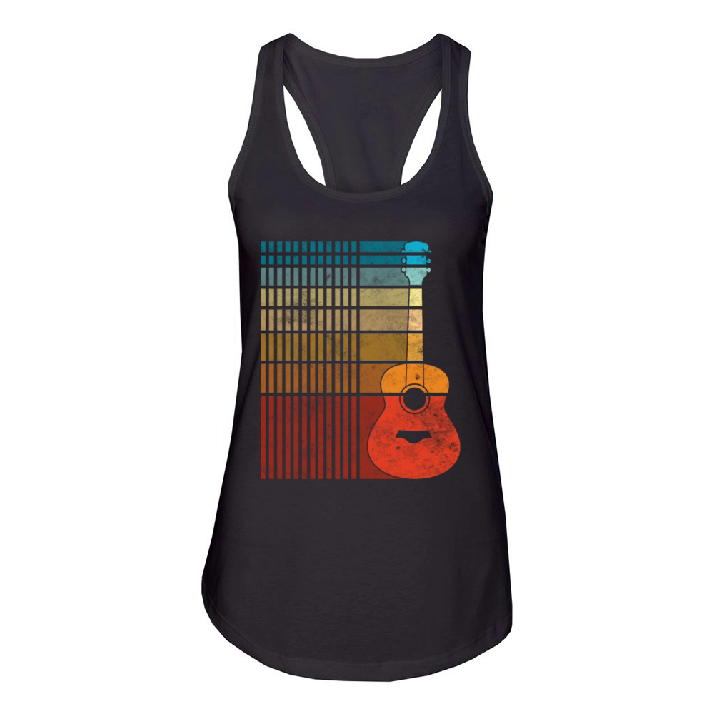 70s Retro Vintage Guitar Music Women's Racerback Tank